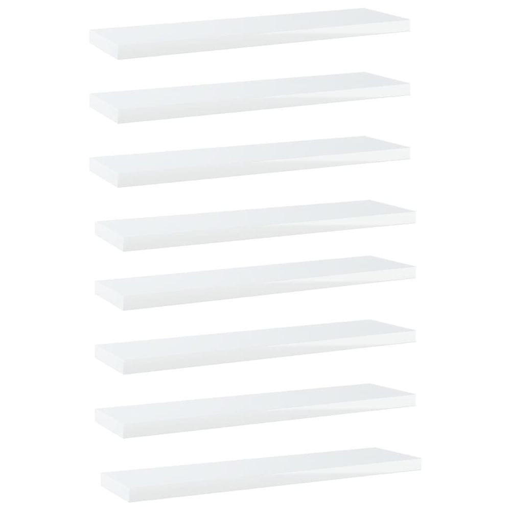 Vidaxl Prídavné police 8 ks, lesklé biele 40x10x1,5 cm, drevotrieska